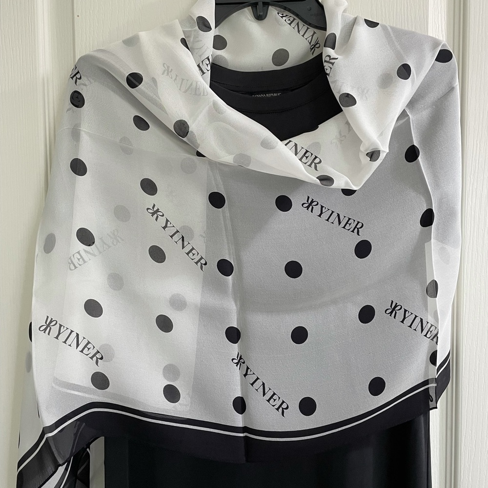 Yiner 100% Silk Polka Dot Scarf/Shawl NWOT